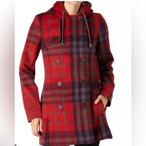 Quiksilver Wool Plaid Pea Coat